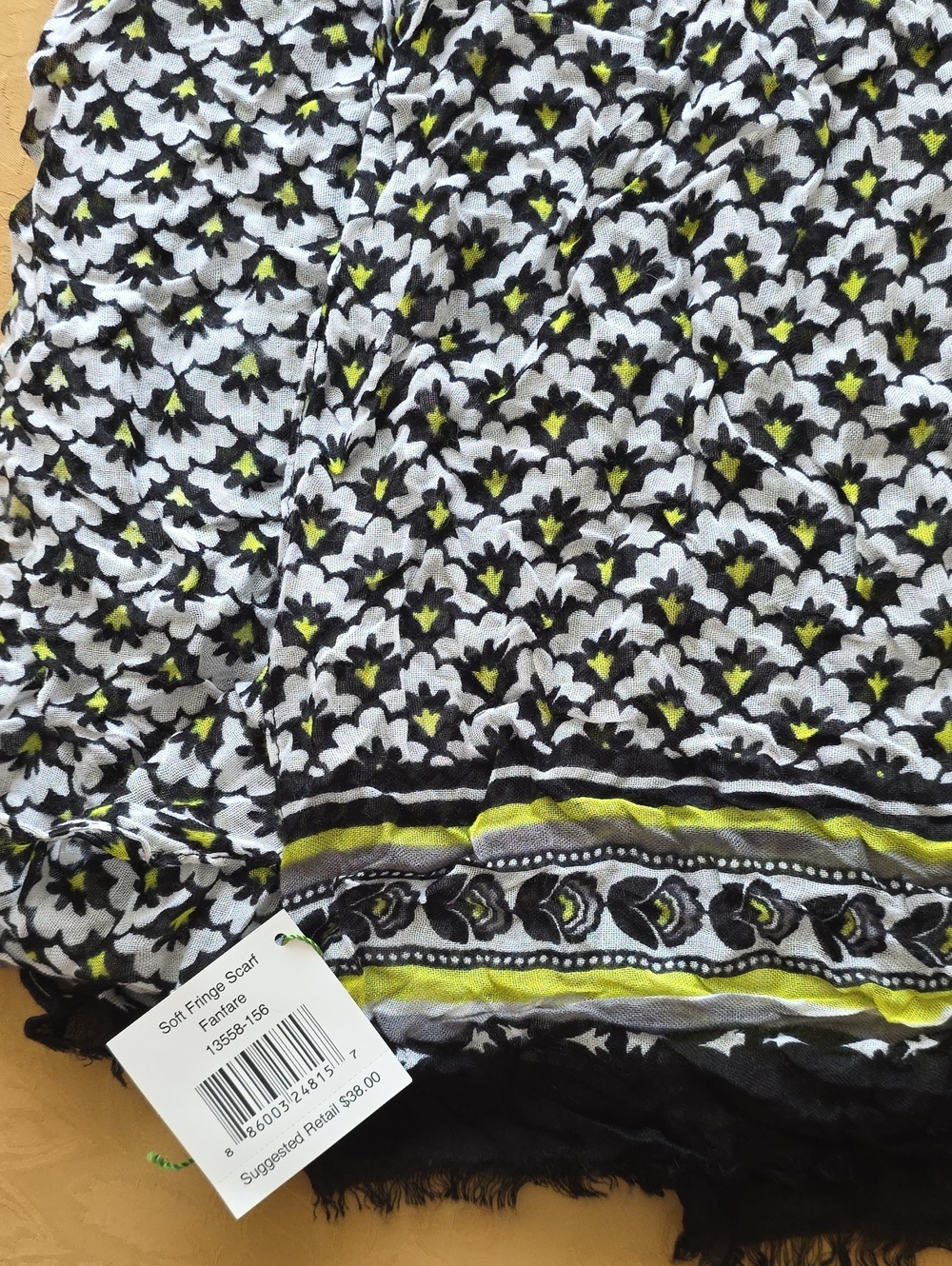 Vera Bradley Fanfare Pattern Soft Fringe Scarf